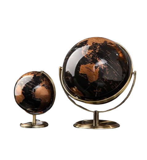 Globo Terrestre Metálico Giratório – Obra Decorativa Criativa para Educação e Decoração