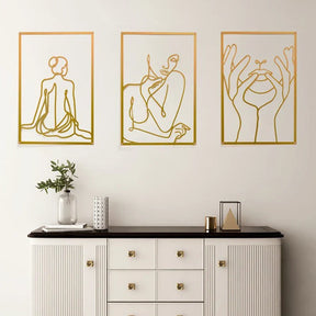 Painel Decorativo Feminino Vazado em Metal – Arte de Parede Moderna para Casa