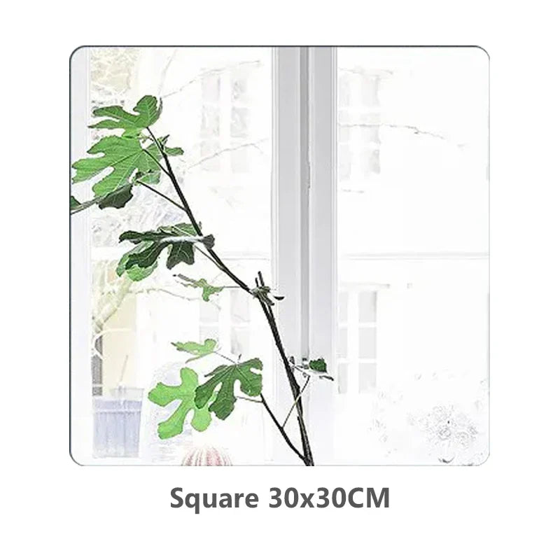 Espelhos Decorativos Adesivos Redondos e Quadrados – Mini Espelhos Flexíveis em Acrílico para Parede e Móveis