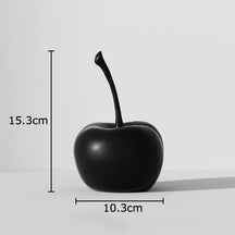 Esculturas Decorativas Frutas Listradas – Maçã e Abacaxi em Resina Minimalista Preto e Branco