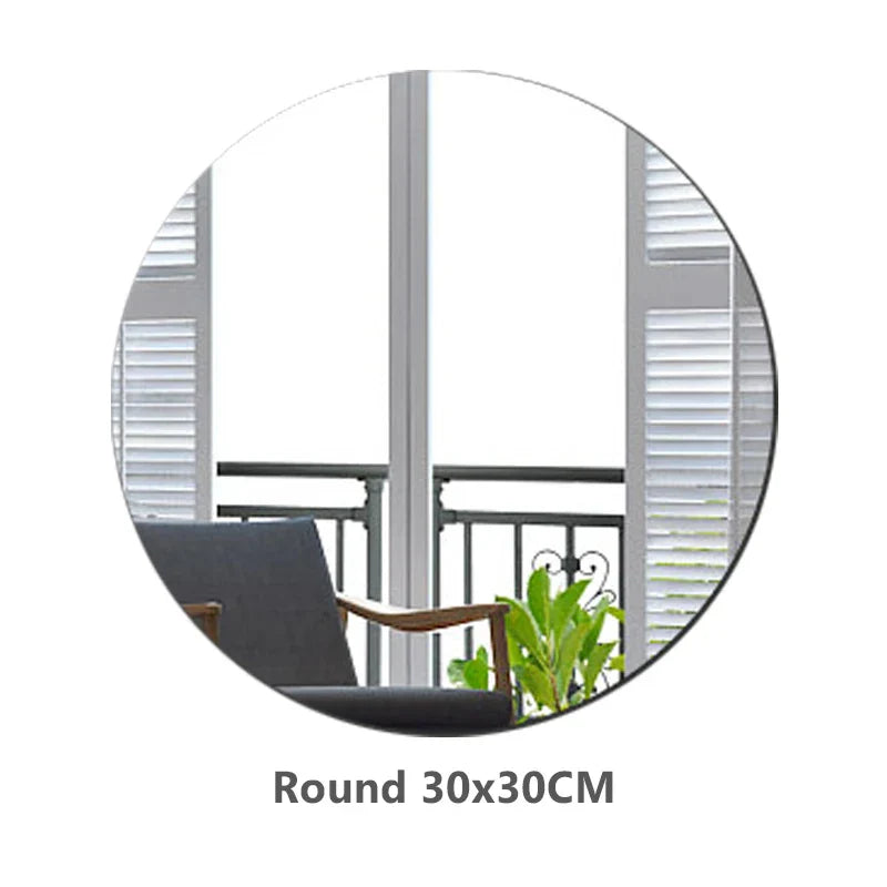 Espelhos Decorativos Adesivos Redondos e Quadrados – Mini Espelhos Flexíveis em Acrílico para Parede e Móveis