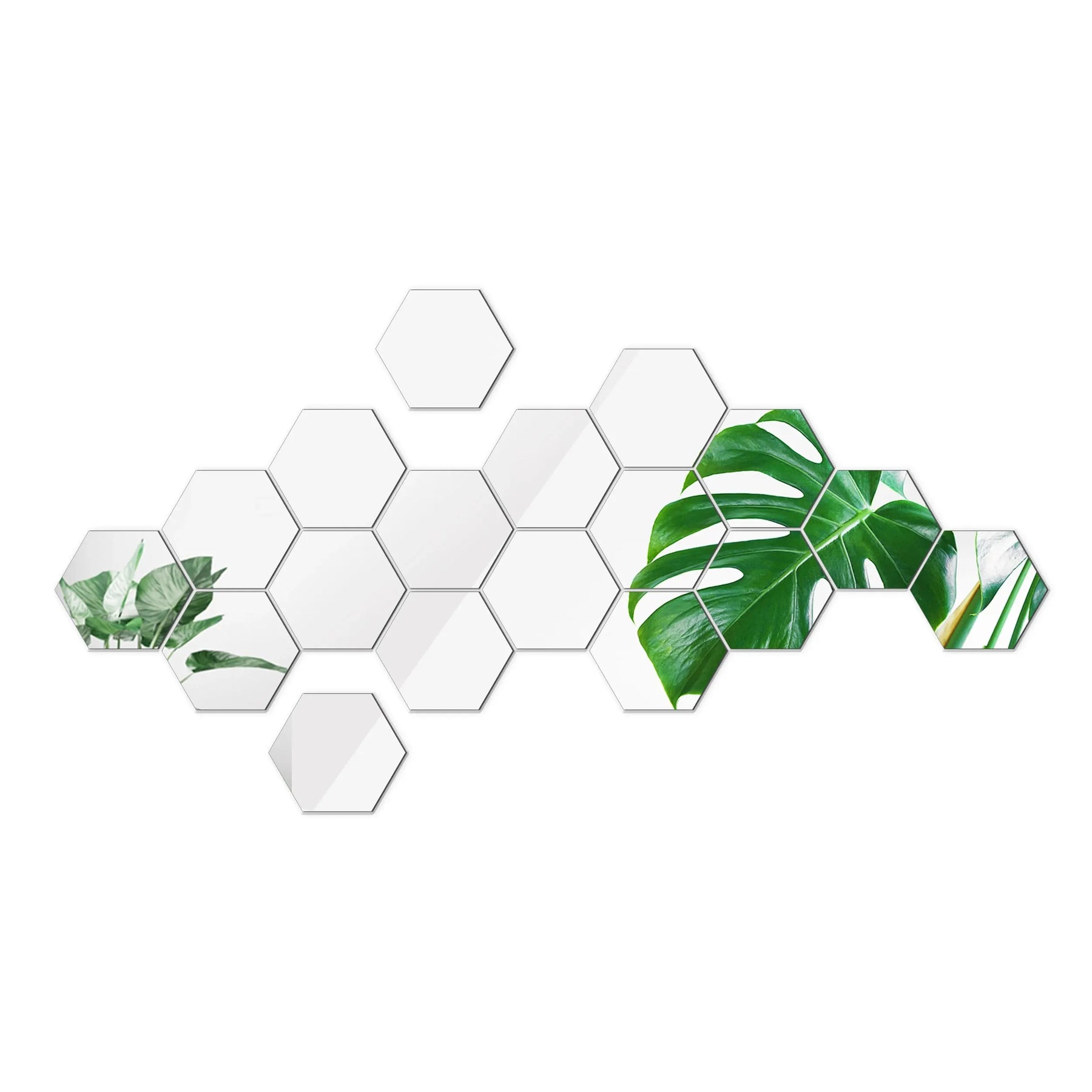 Kit com 12 Espelhos Decorativos Hexagonais – Adesivos Geométricos Removíveis para Parede (DIY)