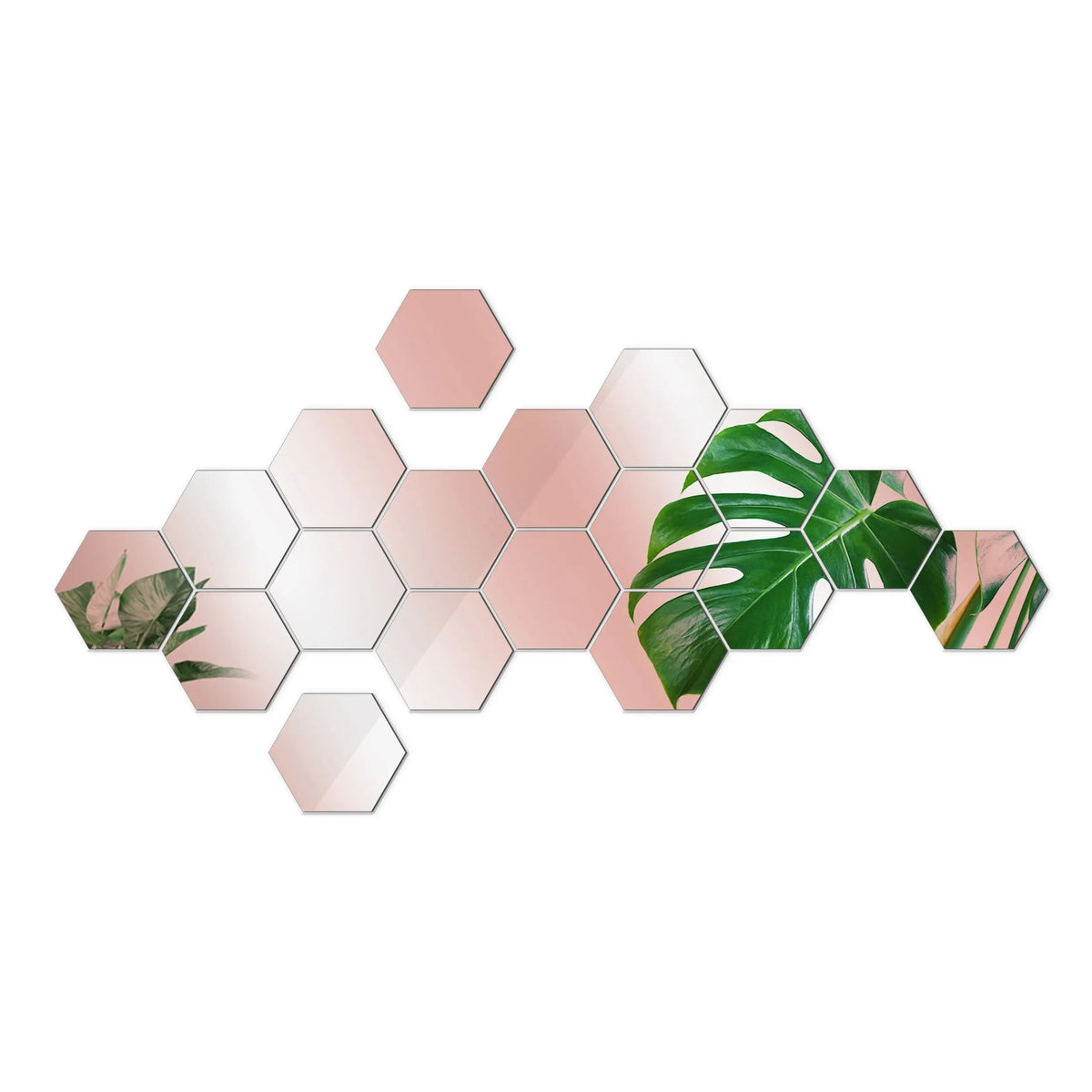 Kit com 12 Espelhos Decorativos Hexagonais – Adesivos Geométricos Removíveis para Parede (DIY)