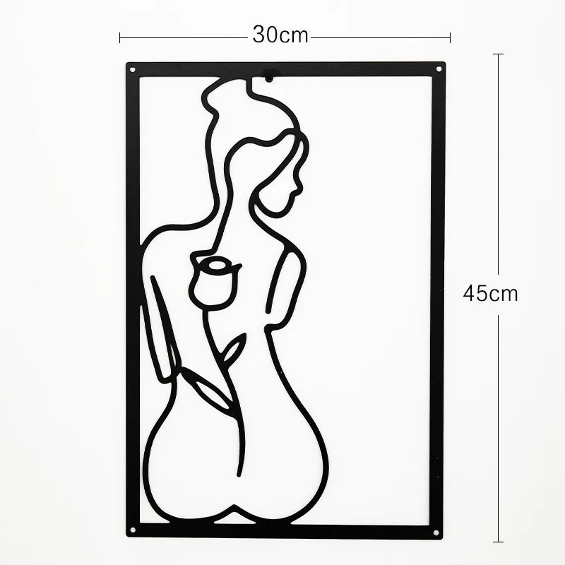 Painel Decorativo Feminino Vazado em Metal – Arte de Parede Moderna para Casa