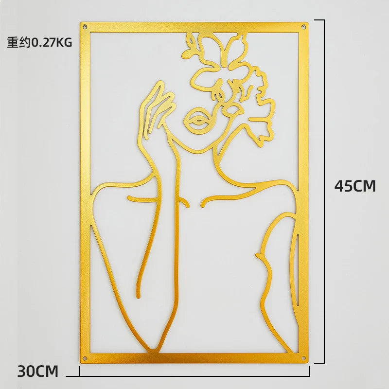 Painel Decorativo Feminino Vazado em Metal – Arte de Parede Moderna para Casa