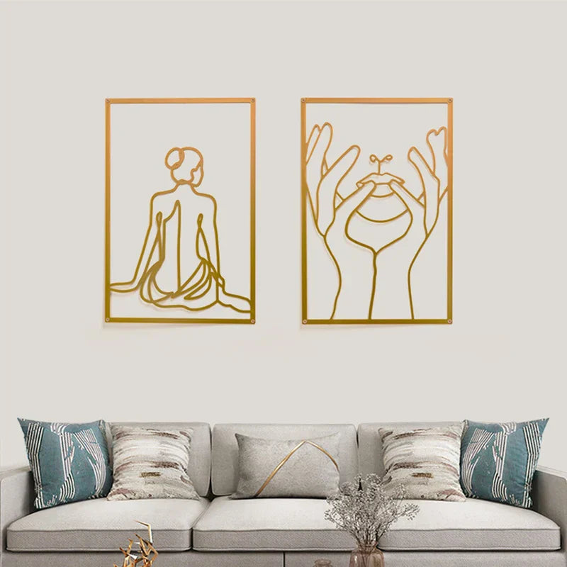 Painel Decorativo Feminino Vazado em Metal – Arte de Parede Moderna para Casa
